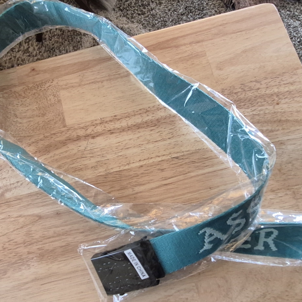 Teal Webbing Belt with Silver Buckle - Unbranded